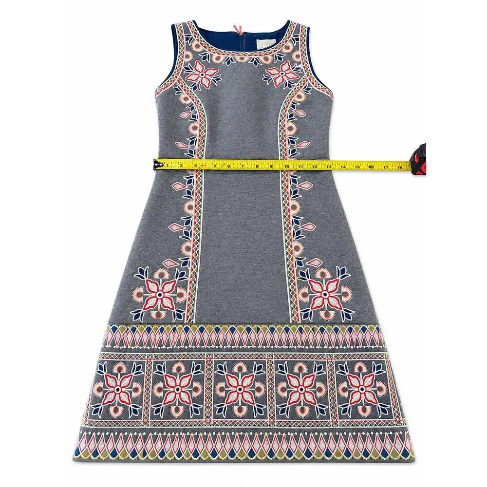 Maeve Anthropologie $248 Embroidered Artisan Sweater Knit Dress Lined Boho Mod 2